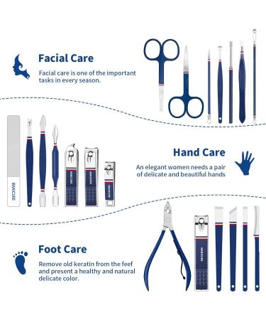 Manicure Set Professional Pedicure Kit Nail Clippers Kit - 18 pcs Nail Care Tools - Grooming Kit with Luxurious Upgraded Travel Case (Deep Blue) - Buy Online on GoSupps.com
