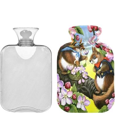 Naanle Cherry Blossom Squirrel Heat Bottle | 1L Transparent Hot Water Bottle for Pain Relief & Cold Therapy - Buy Online on GoSupps.com