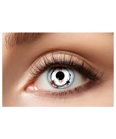 Eyecatcher 84080341-802 - Colored contact lenses 1 pair for 12 months white carnival Mardi Gras Halloween Barbed