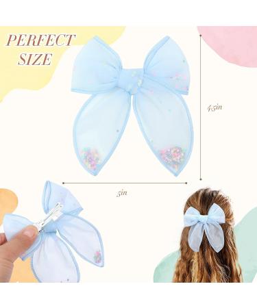 6 PCS Tulle Hair Bows with Glitter Star Alligator Clips - Colorful Wedding Hair Accessories for Girls, Infants, Teens, Women - Birthday Party Barrettes - Buy Online on GoSupps.com