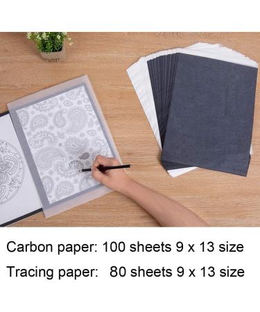 Offeara Carbon Paper  Large Size Graphite Paper  Tracing Paper for Drawing  Black Transfer Paper and Trace Paper  - 180 Sheets (9 x 13 Inches) with 5pcs Embossing Styluses Stylus - Buy Online on GoSupps.com