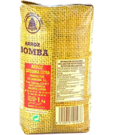 La Campana de Oro Bomba Paella Rice Valencia Denominacion Origen 1 kg Bag - Buy Online on GoSupps.com