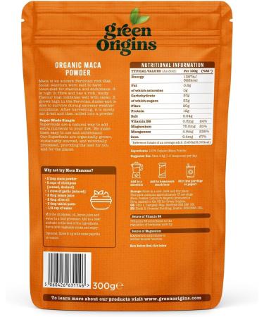 Green Origins Organic Maca Powder Raw 300g 300 g (Pack of 1) - Buy Online on GoSupps.com