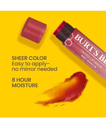 Burt's Bees 2-Pack Tinted Lip Balm Duo with Sweet Violet and Fiery Red Dahlia Shades Long Lasting Hydrating Formula Infused with Shea Butter and Botanical Waxes - Buy Online on GoSupps.com