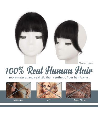 BARSDAR 100% Human Hair French Bangs Clip in Extensions - Natural Black - Buy Online on GoSupps.com