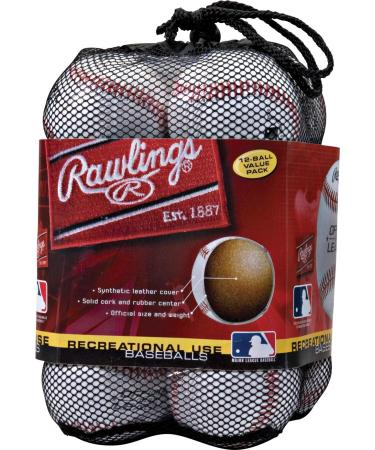 Rawlings | Official League Recreational Use Practice Baseballs | Youth | Bag of 12 | OLB3BAG12 | 12 Count