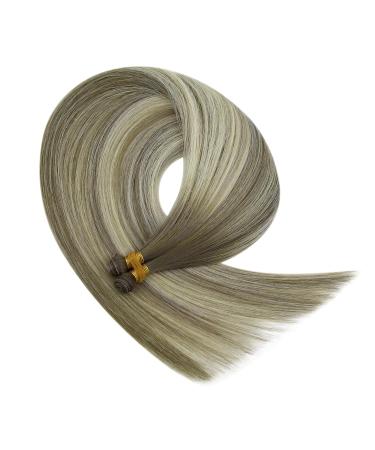 Youngsee Genius Weft Ombre Real Hair Tress 40cm - Ash Brown & Blonde Ombre Extensions 25g #7/7/Icy - Premium Virgin Hair Weave - Buy Online on GoSupps.com