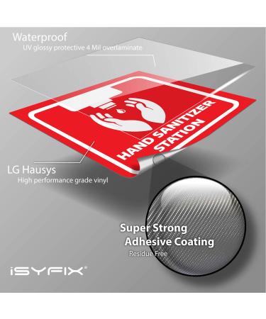 iSYFIX 6x6 Inch Hands Sanitizer Station Signs Stickers 4 Pack - Premium Self-Adhesive Vinyl Labels - UV Weather Scratch Water Fade Resistant - Indoor Outdoor Red/White - Buy Online on GoSupps.com