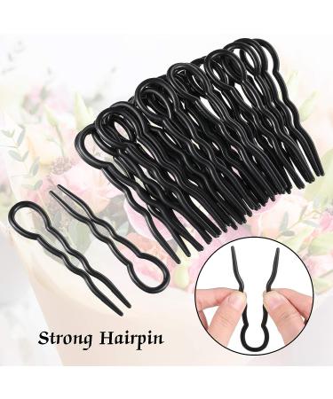 24 Piece Black Plastic Hair Pins U Shaped Grip Clips for Women and Girls | Bobby Pins Hairstyle Accessories - Buy Online on GoSupps.com