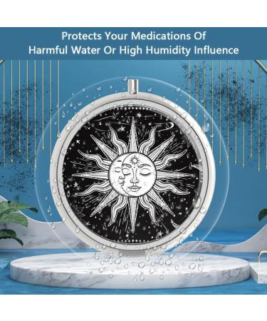 Portable 3 Compartment Pill Box - Sun and Moon Design | Decorative Medicine Organizer & Unique Gift for Vitamins | International Shipping - Buy Online on GoSupps.com