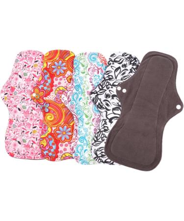 FRCOLOR 8 Pack Washable Menstrual Pads - Charcoal Bamboo Reusable Sanitary Napkins for Comfortable Period Care - Buy Online on GoSupps.com