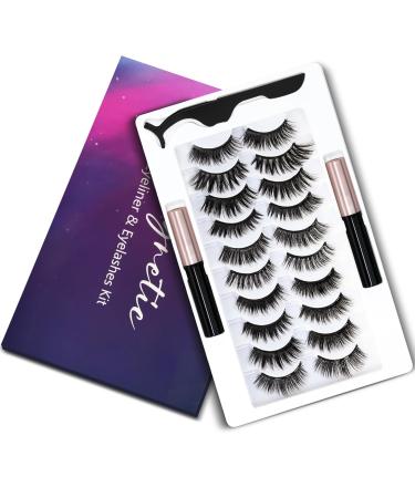 Magnetic Eyelashes and Eyeliner Kit 3D Natural Look Magnetic Lashes with 2 Magnetic Eyeliners and Tweezers 10 Pairs Reusable False Eyelashes Easy to Wear No Glue Needed 1 Count (Pack of 1)