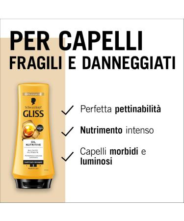  Gliss Schwarzkopf Gliss Oil Nutritive Balm 6 x 200 ml Packs Nourishing Balm Enriched with Omega 9 and Marula Oil Products for Brittle and Damaged Hair - Buy Online on GoSupps.com