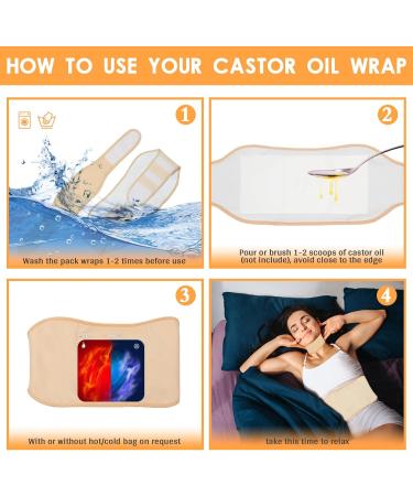 4 Piece Reusable Castor Oil Pack Wrap - Biobaumwolle Elastic Plus Size for Belly Stomach Neck Back & Breast | International Shipping - Buy Online on GoSupps.com