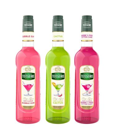 Unusual syrups TEISSEIRE - 3x70cL Cactus, Bubble gum, Candy floss