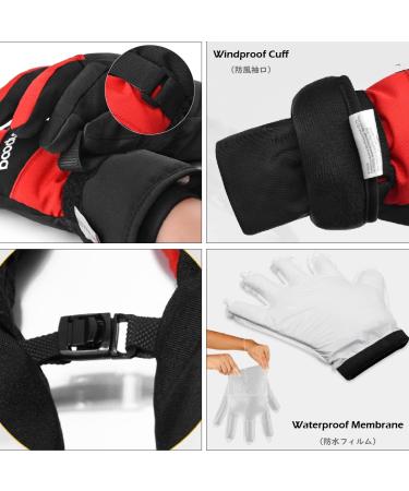 TRIWONDER Thermal Fleece Ski Gloves for Kids | Warm Black & Red Snowboard Gloves (L/XL 9-12 Years) - Best Winter Gear - Buy Online on GoSupps.com