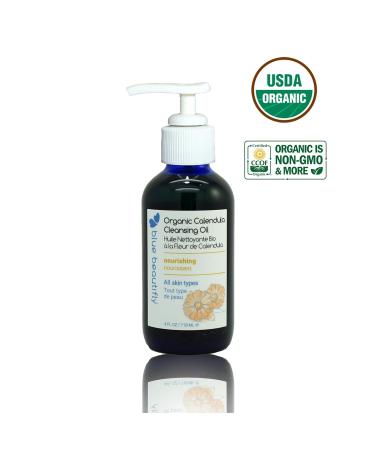 Blue Beautifly USDA Organic Calendula Cleansing Oil | Removes Makeup & Cleanses Pores | Apricot Oil & Turmeric Extract | 4 fl oz - Buy Online on GoSupps.com