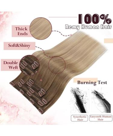 Easyouth Ombre Double Weft Clip in Extensions Light Brown to Platinum Blonde/Ash Balayage Real Hair - 16 70g 7Pcs (#8/60/18) - Buy Online on GoSupps.com