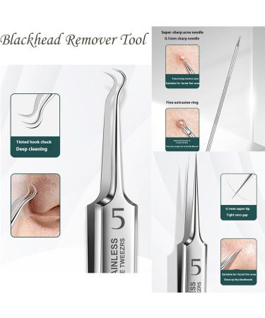 Usiveinborn Blackhead Remover Usiveinborn Tweezers Blackhead Tweezers Professional Stainless Steel Facial Blackhead Remover Tweezers Blackhead Remover Tool (5PCS) - Buy Online on GoSupps.com