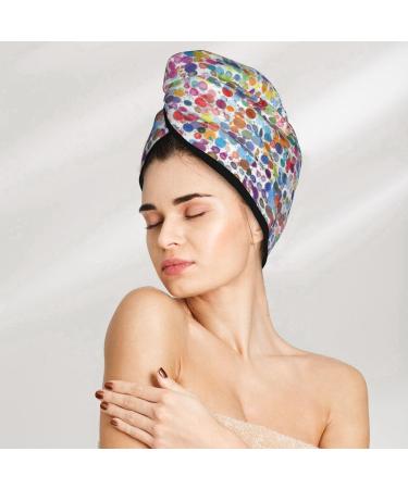 Hair Towel Wrap & Turban for Quick Drying | Colorful Watercolor Dots Shop Internationally - Buy Online on GoSupps.com