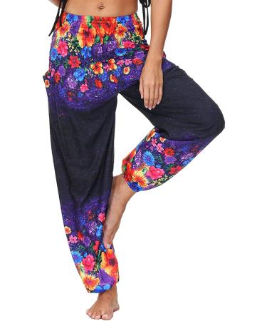 Haiorziyou Women's Baggy Hippie Jogging Pants | Boho Light Harem & Beach Yoga Pants | Comfortable Summer Aladdin Pants in Red - Buy Online on GoSupps.com