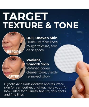 Glycolic Acid Pads - Resurfacing Pads for Face 20% - Exfoliating Peel Pad for Body and Dark Spots - Fine Lines and Wrinkles - 60 Count - Buy Online on GoSupps.com