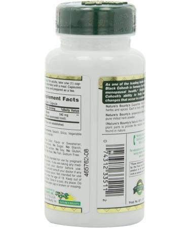 Nature's Bounty Black Cohosh 540mg - 100 Capsules (Pack of 2) | Natural Whole Herb - Buy Online on GoSupps.com