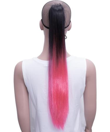 IMISSU Straight Clip on Hairpiece Extensions Pony Tail Clip Claw Ombre Ponytail Hair Pieces (Ombre Pink) - Buy Online on GoSupps.com