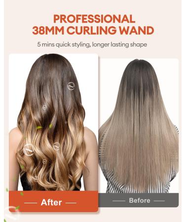 CkeyiN 38mm Curling Wand for Long&Short Hair | Adjustable Heat with LCD screen, Automatic Shut-Down & Glove Included - Buy Online on GoSupps.com