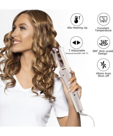 Automatic Curling Iron - 7 Temps Anti-Scald & Tangle-Free Portable Ceramic Hair Curler | Fast Heating & Auto Shut-Off | International Shipping - Buy Online on GoSupps.com