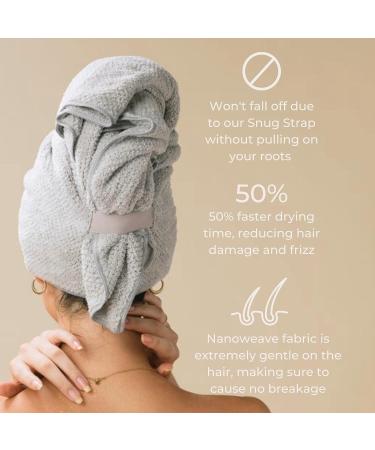 VOLO Super Hero XL Luna Gray Hair Towel - Ultra Soft & Absorbent Nanoweave Fabric | Reduce Dry Time by 50% | Ideal Towel Wrap for Long Thick Hair - Buy Online on GoSupps.com