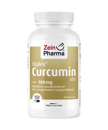 ZeinPharma curcumin triplex capsules 150 capsules 500mg - curcuma piperin capsules high dose with 95% extract dietary supplement vegan laboratory test - made in germany