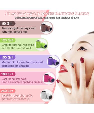100Pcs 80Grit Nail Sanding Bands with 3/32 Nail Drill Bit - Professional Nail Drill Accessories for Hard Gel and Acrylic Nail Shaping - Boxed Brown - Buy Online on GoSupps.com
