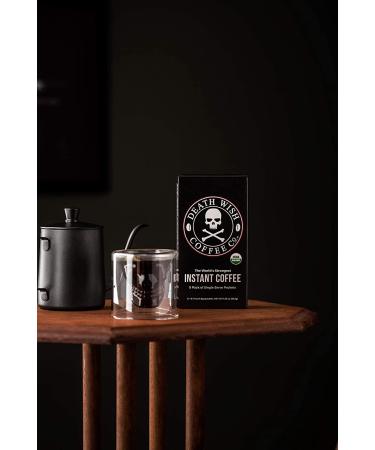 Death Wish Coffee Instant Dark Roast - 8 Single Serve Packets | USDA Organic Blend of Arabica & Robusta with 300mg Caffeine | World's Strongest Coffee - Bold & Intense - Buy Online on GoSupps.com
