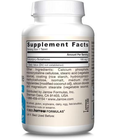Jarrow Formulas S-Acetyl L-Glutathione 100 mg Tablets | 60 Count Dietary Supplement for Antioxidant Support & Detoxification | Non-GMO & Gluten Free - Buy Online on GoSupps.com
