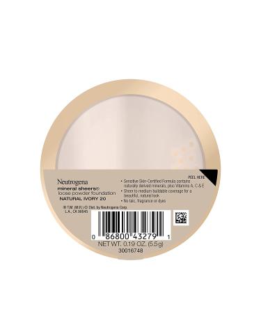 Neutrogena Mineral Sheers Loose Powder Foundation - Natural Ivory 20, Sheer to Medium Coverage - Buy Online on GoSupps.com