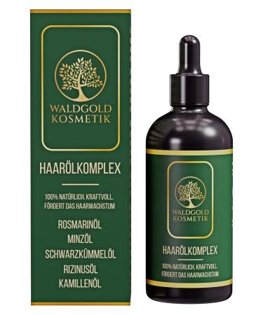 Waldgold Kosmetik Hair oil complex of rosemary oil mint oil castor oil black cumin oil and chamomile oil hair oil for hair growth as a hair treatment or hair mask 100 ml hair growth oil