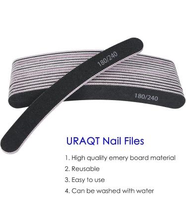 Uraqt 15-Piece Nail Files Set - Double-Sided Disposable Gel Nail Files 180/240 Grit in Purple & Black - Perfect Nail Care Tools & Accessories - Buy Online on GoSupps.com