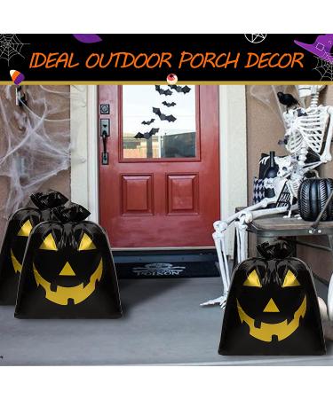 8-Pack Halloween Leaf Bags 24x30in with Twist Ties - Pumpkin Trash Lawn Garbage Fall Decorations for Outdoor Yard - Jack O Lantern Holiday Decoration - Black - Buy Online on GoSupps.com