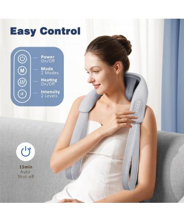 Knqze 4D Neck Massage Device with Heat - Wireless Shiatsu Pillows for Pain Relief | Expert Knet Massage for Neck Shoulder & Legs - KN6 Gray - Buy Online on GoSupps.com