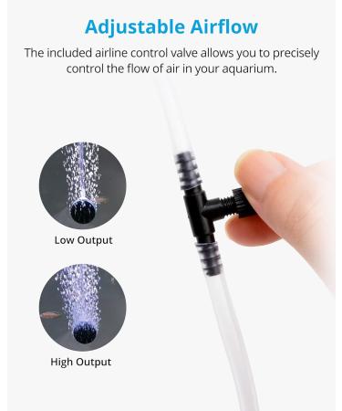 Nicrew Ultra-Quiet Aquarium Air Pump (Up to 100L) - Adjustable Flow 35 dB Includes Hose & Check Valve Energy-Efficient 1.7W - Buy Online on GoSupps.com