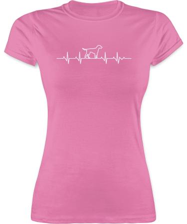 Shirtracer - Shirt Women - Gift for Dog Owners - Heartbeat Dog 06 Pink XL
