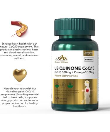 Buy Coenzyme Q10 300mg | Double Strength Softgels with Omega-3 & Bioperine | Antioxidant for Heart & Immune Health | 120 Count | International Shipping Available - Buy Online on GoSupps.com