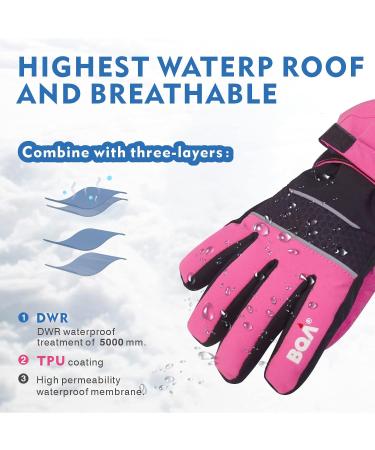 Buy BQA Waterproof Children Ski Gloves - Warm Tear-Resistant Snowboard Gloves for Girls - Extra Long Cuff Pink - Buy Online on GoSupps.com