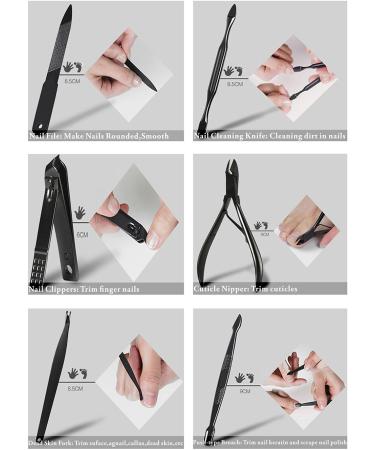 Manicure Set Nail Set Nail Clipper Kit Professional - Stainless Steel Pedicure Set Nail Grooming Kit of 15pcs with Case for Travel (Black/Yellow) - Buy Online on GoSupps.com