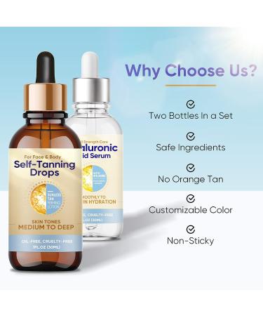 Face & Body Self Tanner Drops | Sunless Bronzing Drops for Face Tan | Long-Lasting Formula | 30ml*2 - Buy Online on GoSupps.com
