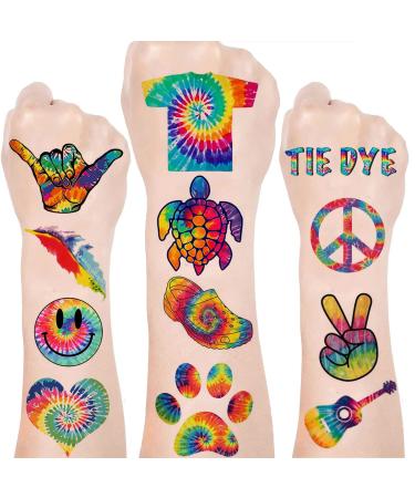 Tie Dye Party Favor 120pcs Tie Dye Temporary Tattoos Stickers 20 Sheet Body Art Fake Tattoo Tie Dye Birthday Party Decorations supplies for Kids Boys Girls Carnival Rewards - Buy Online on GoSupps.com