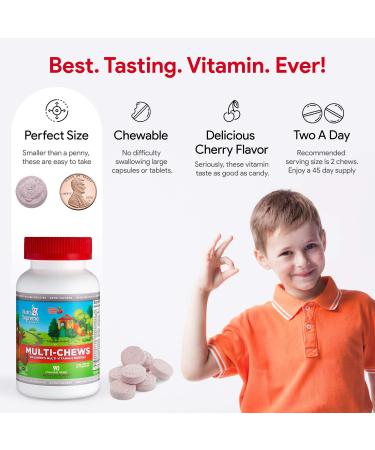 Delicious Kids Multivitamin 90 Vegetarian Gummies Complete Children s Supplement with Essential Vitamins and Minerals - Vitamin A B C D3 Calcium Iron Folic Acid Zinc Cherry Flavor - Buy Online on GoSupps.com