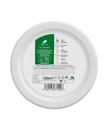 Dr Organic Aloe Vera Body Butter - Soothing & Moisturizing for All Skin Types | Natural Vegan Paraben & SLS Free 200ml - Buy Online on GoSupps.com