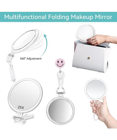 25X/1X Double-Sided Hand Held Magnified Mirror Set - Ideal for Makeup & Blemish Removal - Silver - Buy Online on GoSupps.com